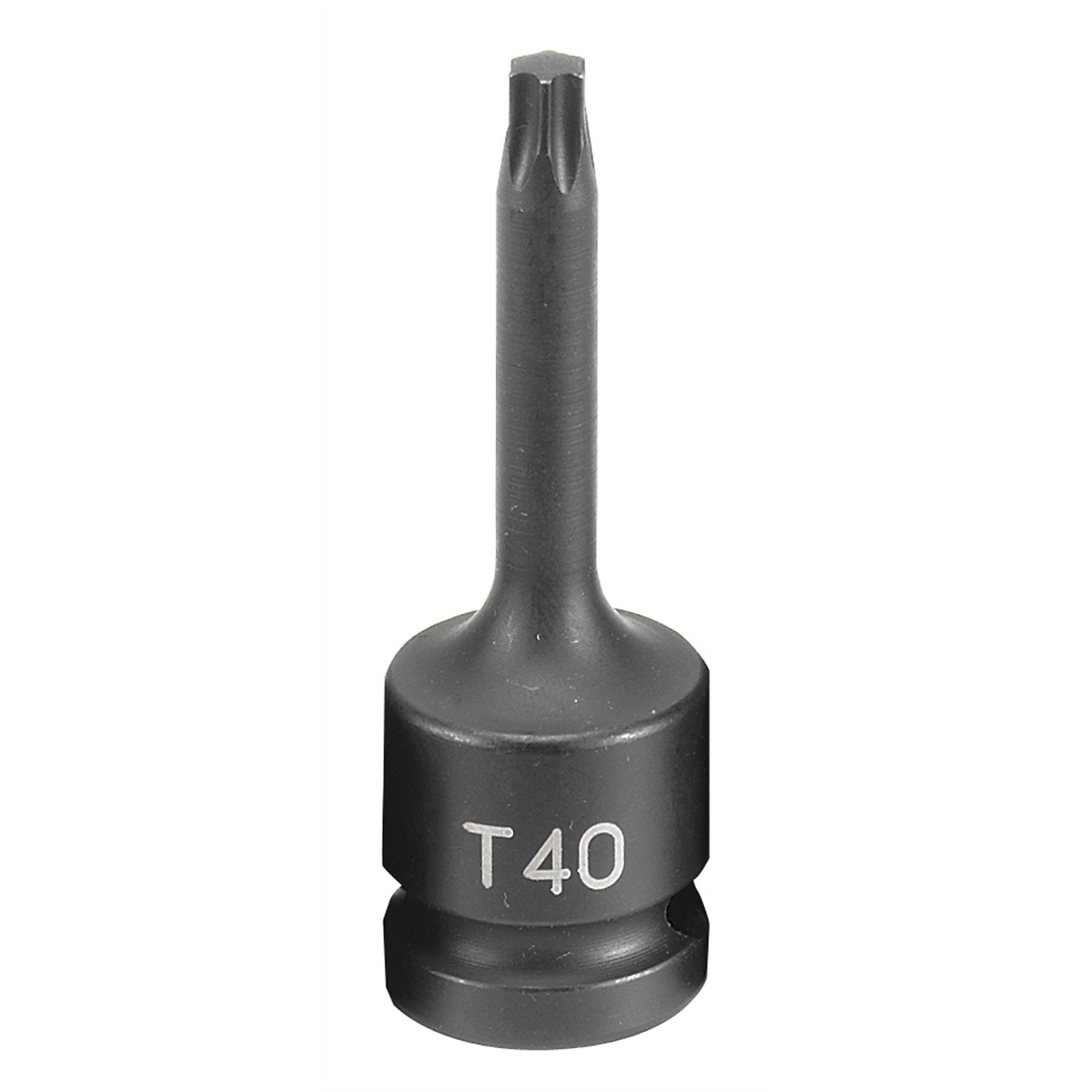 Grey Pneumatic Impact Socket — T40, 1/2in. Drive, Internal Torx, Black, Model# GRE2140T
